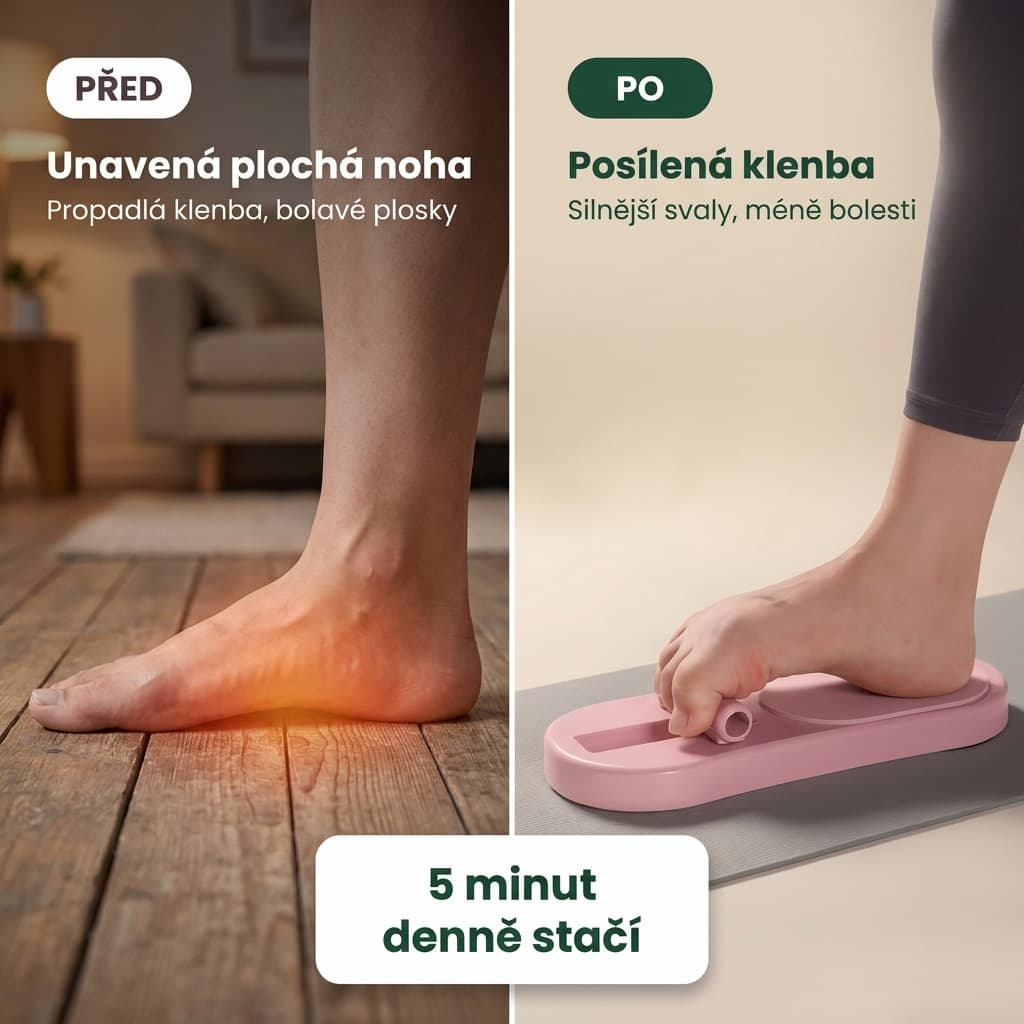 Posilovač klenby chodidla před a po – posílená klenba